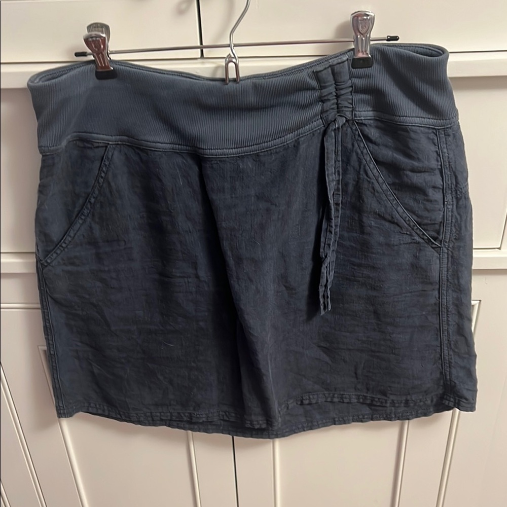 Athleta Blue Tie Front Ruched Mini Skirt